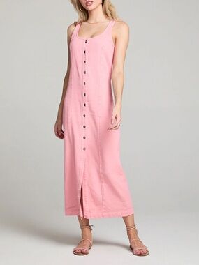 NWOT Anthropologie Pink Denim Maxi Dress
